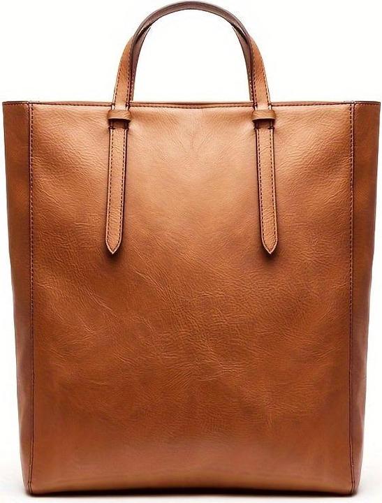 Actual product image Only-Bags.Store Retro PU Leather Commuter Tote Backpack, Minimalist Shoulder Handbag, Simple Versatile