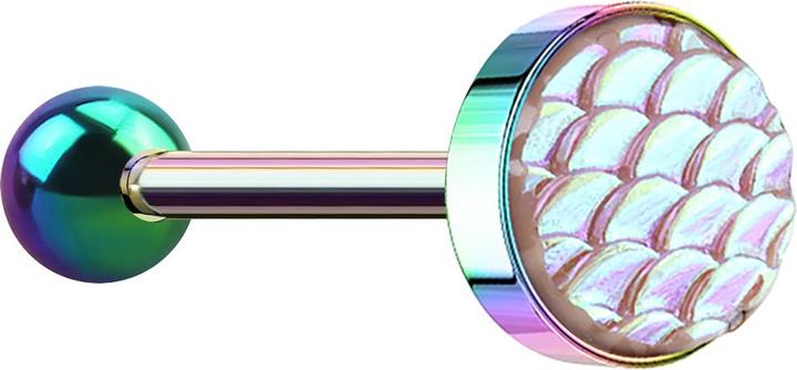 Image du produit Star Piercing Barbell farbig mit Fischschuppen pink (Acier chirurgical 316L)
