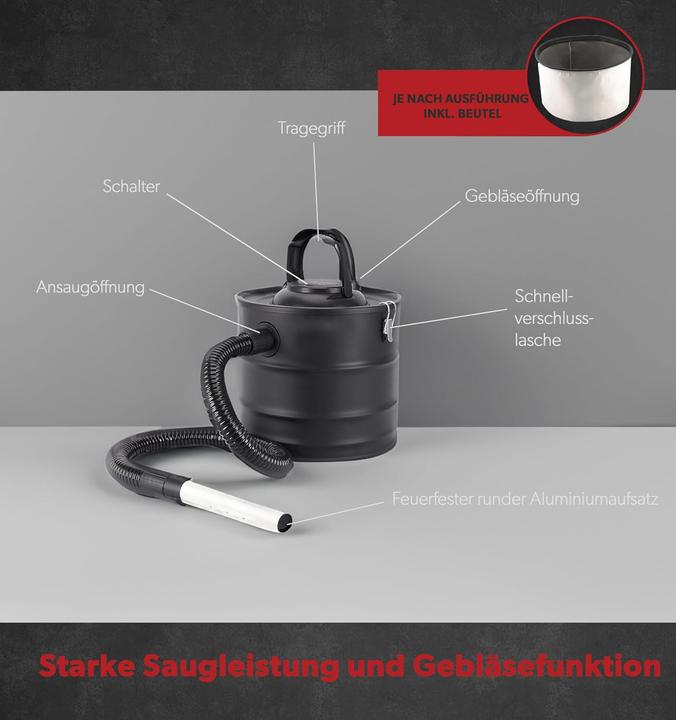 Actual product image Siwitec Aschesauger für Kamin mit HEPA-Filter (Ash vacuum cleaner)