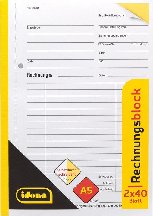 Immagine prodotto Idena Libro delle fatture A5 2x40 fogli FSC-Mix (80 x)