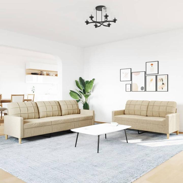 Image du produit VidaXL Canapé Salon Canapé rembourré Fauteuil 2 pièces Crème Tissu (3 places, 2 places)