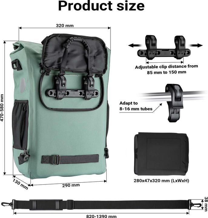 Produktbild Wiltec Gepäckträgertasche (20 l, Gepäckträgertasche)