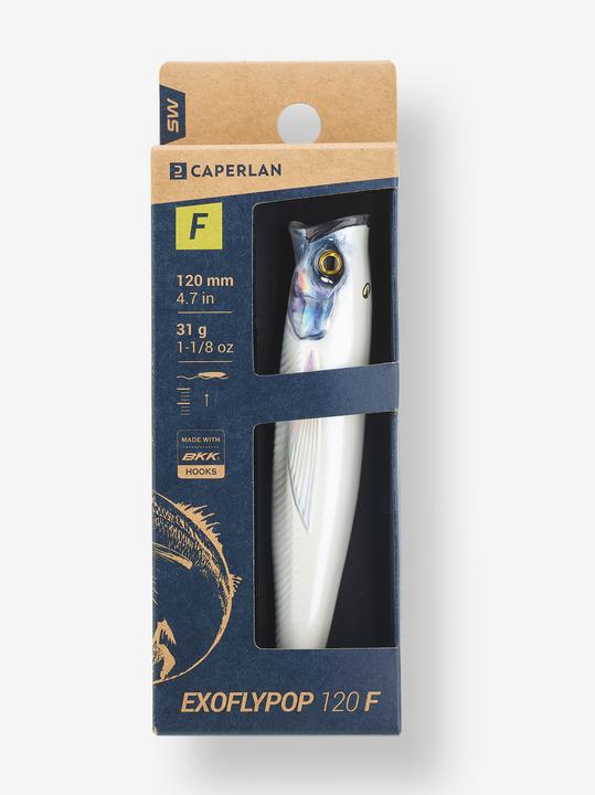 Immagine prodotto Caperlan Oberflächenköder Popper Exofly Pop 12 cm weiss Meeresangeln (12 cm)