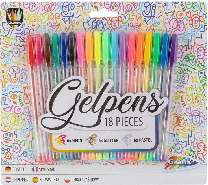 Image du produit Grafix Set de stylos gel néon pailleté pastel (Multicolore, 18 x)