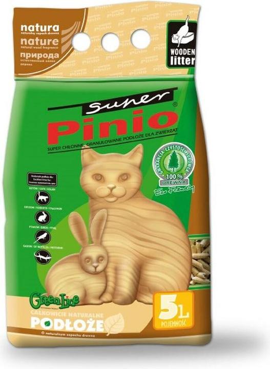 Certech Cat Litter Super Pinio Natural 5 l - Wooden Cat Litter (Non-clumping, Non-dusting, Fast absorbing, 4.90 kg)