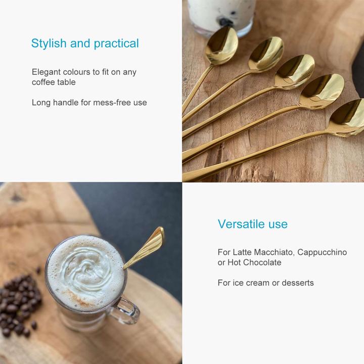 Produktbild Intirilife Eislöffel mit langem Stiel für Dessert Kaffee (6 Stück, Löffel)