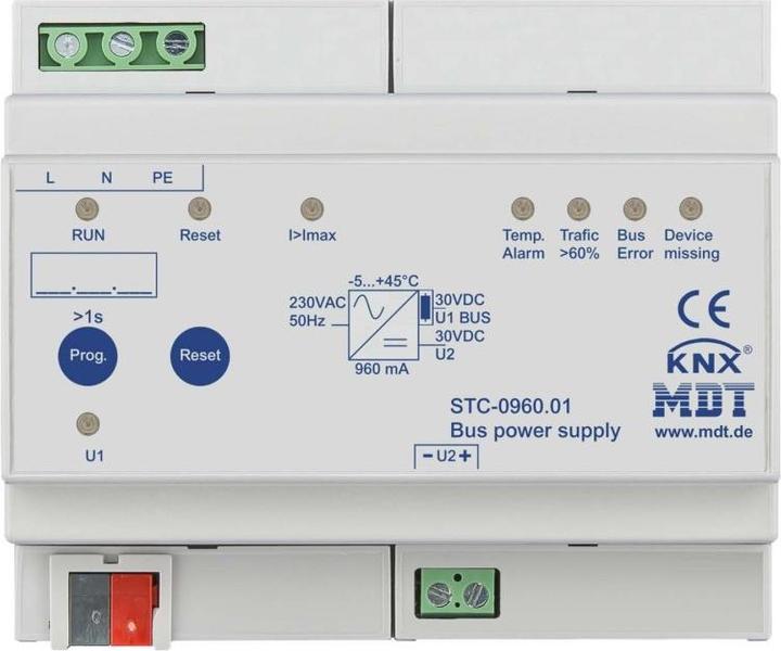 Actual product image MDT MDTtechno. Bus power supply 6TE, REG, 960m STC-0960.01