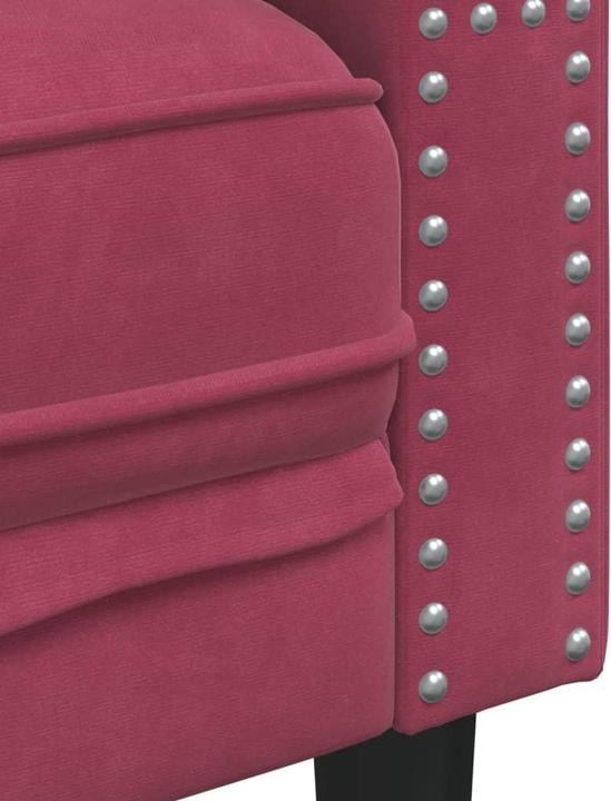 Image du produit VidaXL Canapé Chesterfield Coussin 3 places Canapé rembourré Vin rouge Velours (Chesterfield)