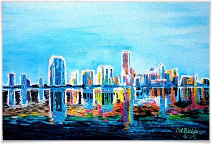 Actual product image Trenddeko Bleichner - Miami in the neon glow (140 x 90 cm)