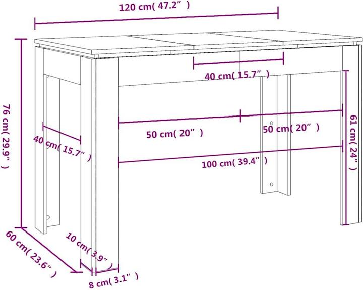 Image du produit VidaXL Esstisch Altholz-Optik 120x60x76 cm Holzwerkstoff (120 x 60 x 76 cm)
