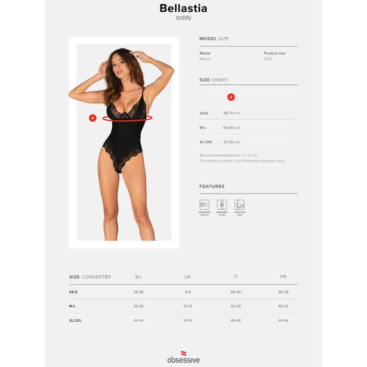 Actual product image Obsessive Bellastia Teddy with Underwire Cups - Black (L, XL)