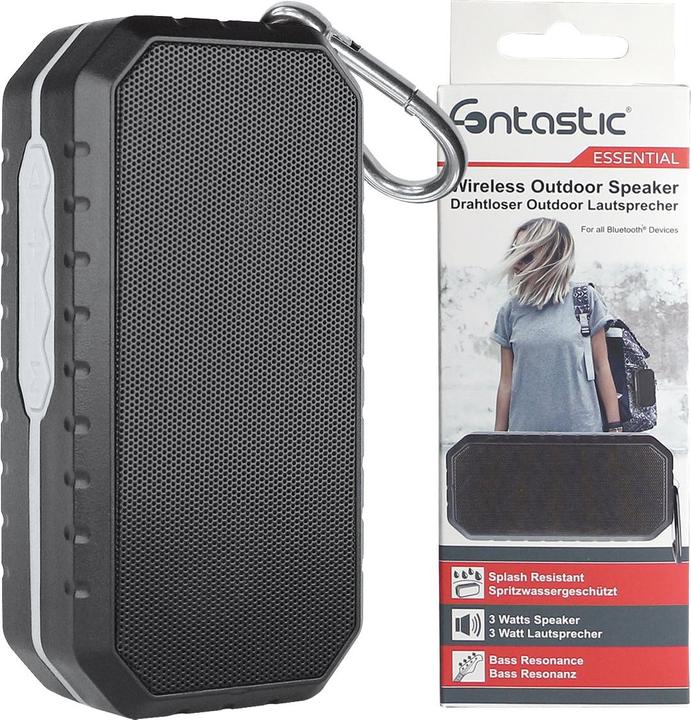 Produktbild fontastic Essential Bluetooth Lautsprecher "Step" ink. Karabinerhaken wasserdicht bis 1m, 3 Watt (Akkubetrieb)