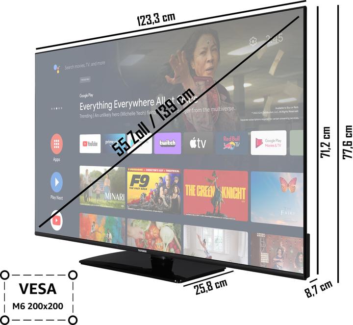 Produktbild Telefunken XU55AN754M 55 Zoll Fernseher / Android Smart TV (4K Ultra HD, HDR Dolby Vision, Triple-Tu (55", LED, 4K, 2023)