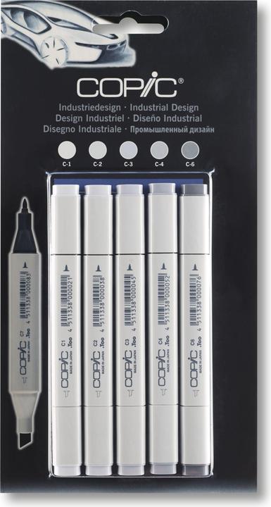 Produktbild Copic Grafikmarker Classic Grau-Set Industriedesign, 5 Stück (Grau Industriedesign, 5 x)