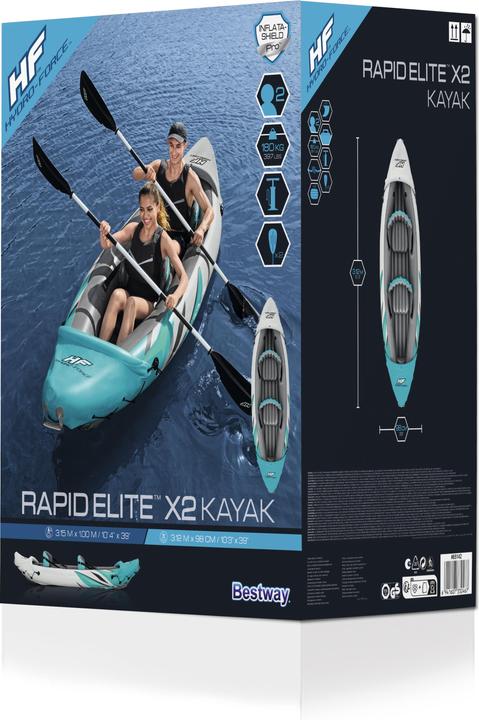 Image du produit Bestway Kit kayak Hydro-Force Rapid Elite X2 312 x 98 x 44 cm (2 pers.)