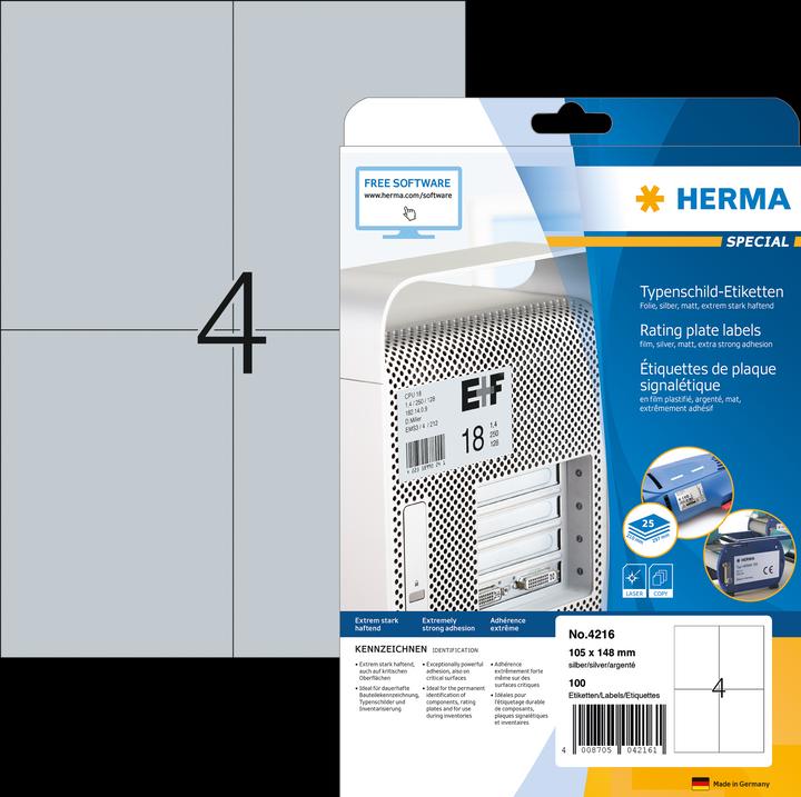 HERMA Typenschild Etiketten A4