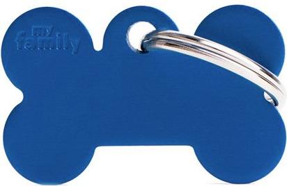 Myfamily Bone Aluminium ID-Hundetag blau, 4.8x3.1cm (1 Stk) (XL, Hund, Hundesport)