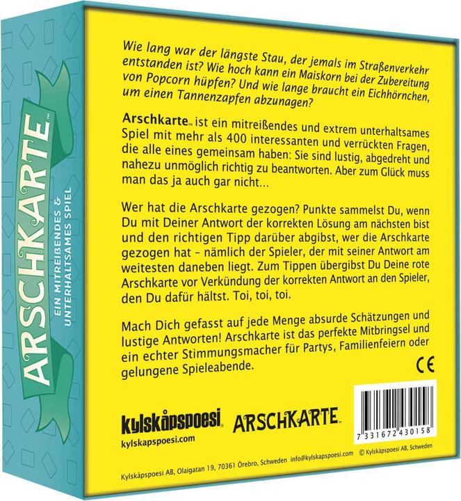 Nährwerte und Zutaten Arschkarte Spiel (Deutsch)
