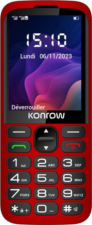 Actual product image Konrow Senior 280 Next 4G (2.8" - Dual Sim - With Charging Station) Red
