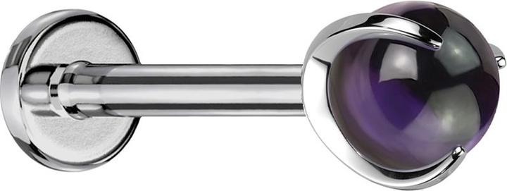 Produktbild Star Piercing Micro Labret Innengewinde silber Kugel Amethyst Stein gefasst (ohne Messing, Titan G23, Mineralisch)