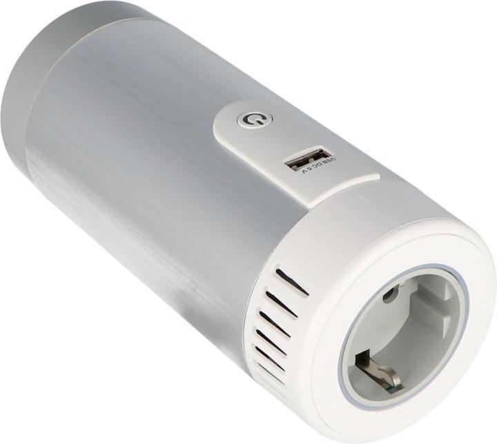 Actual product image Goobay Car voltage converter converts 12 V DC to 230 V AC, with protective contact socket and USB output