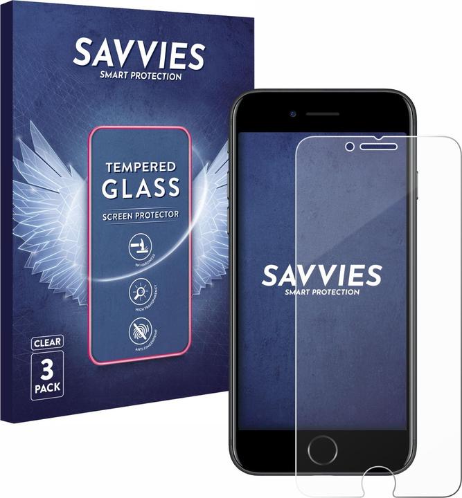 Immagine prodotto Savvies Vetro Temperato Pellicola Protettiva (3 Pezzo/i, Apple iPhone 7, Apple iPhone 8)