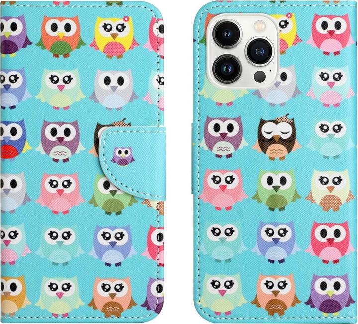 Actual product image Ueli Express iPhone 15 Pro Max Book Case Cover with Card Pocket Owls (Apple iPhone 15 Pro Max)