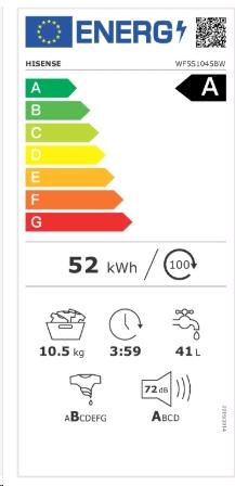 Energy Label Hisense WF5S1045BW (10 kg, Left)