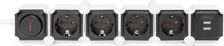 Actual product image Digitus Flexible Power Strip, 4-way with 2 USB Ports & Switch (4 x, CEE 7/3, 1.60 m)