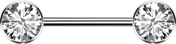 Star Piercing Threadless Barbell silber Scheibe front mit Kristall silber (ohne Messing, Titan G23)