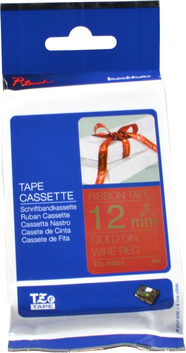 Actual product image Brother TZe-RW34 (1.20 cm, Gold, Red)