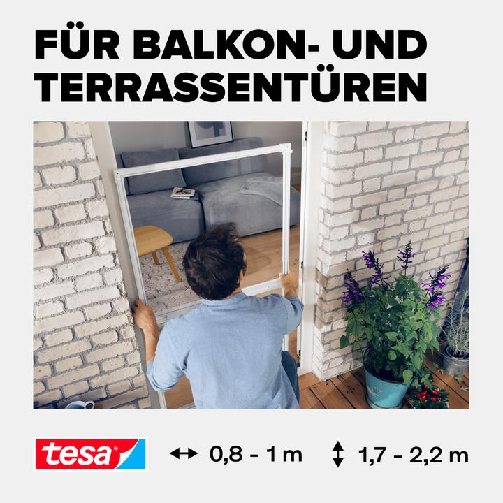 Produktbild tesa FALT Insektenschutz für Türen, grössenverstellbarer Alu-Rahmen, faltbar (220 x 100 cm)