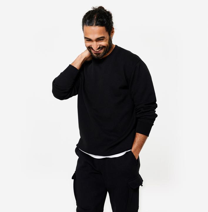 Domyos Sweatshirt Herren warm Baumwollgewebe - schwarz