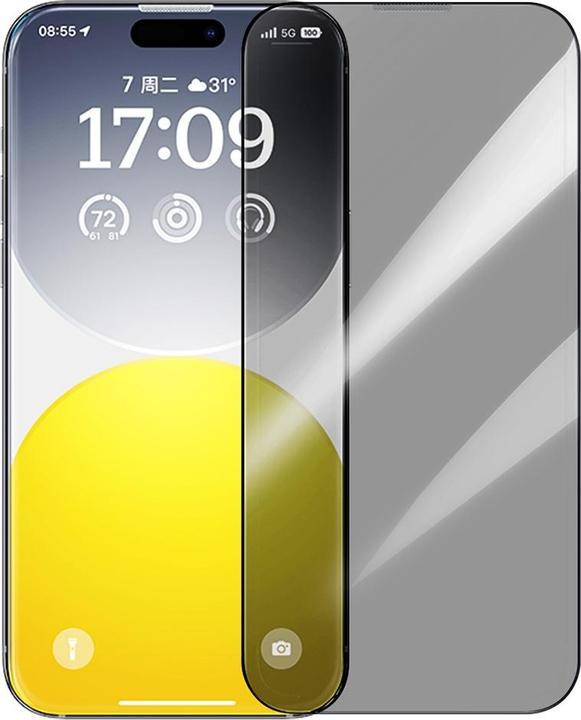 Produktbild Baseus iPhone 15 Pro Saphire Series Displayschutz Panzerglas mit Sichtschutz (1 Stück, Apple iPhone 15 Pro)