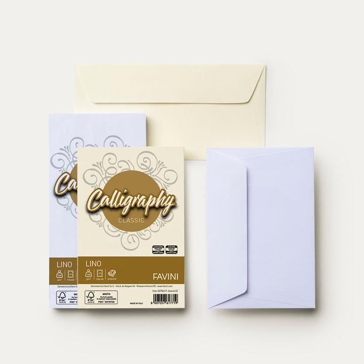 Produktbild Favini Cartotecnica A570617 Schachtel mit 25 Briefumschlägen aus Leinen (18 x 12 cm, 25 x)