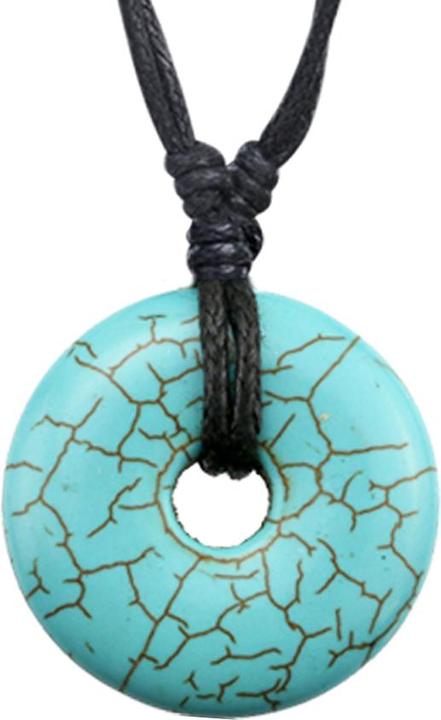 Image du produit Star Piercing Collier noir pendentif donut en pierre de turquoise (Minéral, Laiton)