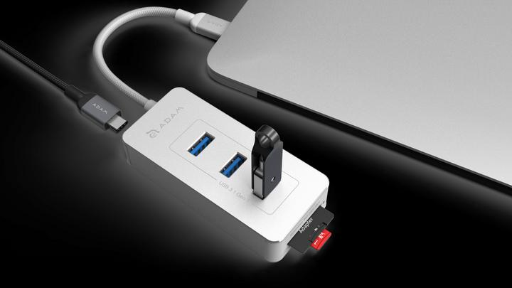 Actual product image Adam Elements CASA Hub PDC601- 6-port hub with card reader for memory cards, silver (USB-C, 6 Ports)