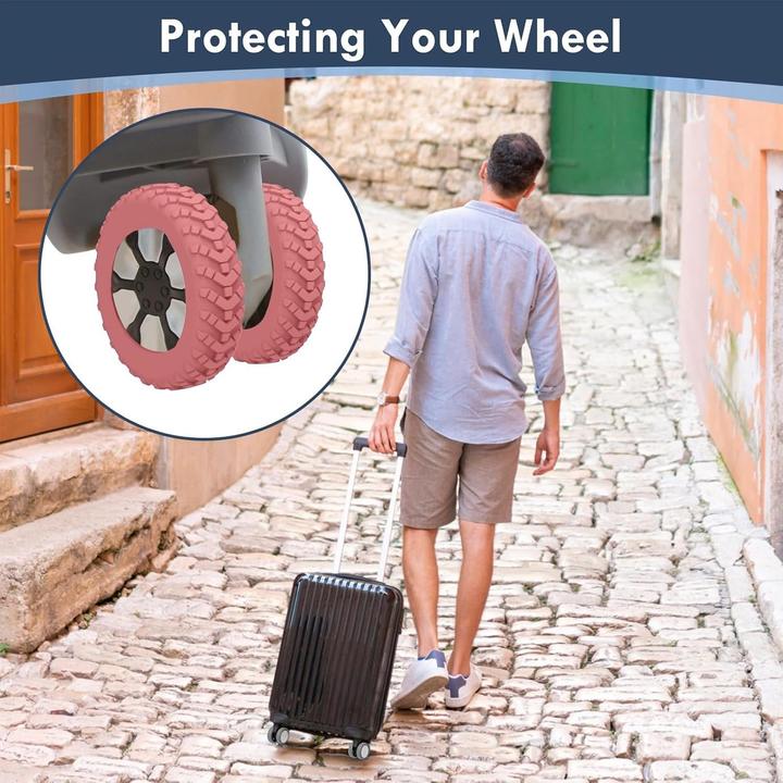 Actual product image Swissdetector Suitcase Tire Cover - Silent - 8 Pcs - Pink (Protective sheath)