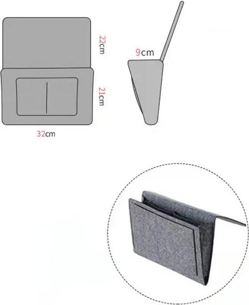 Actual product image Alopini 1pc Felt Bedside Storage Bag Bag Hanging Storage Organiser Bed Holder Bags
