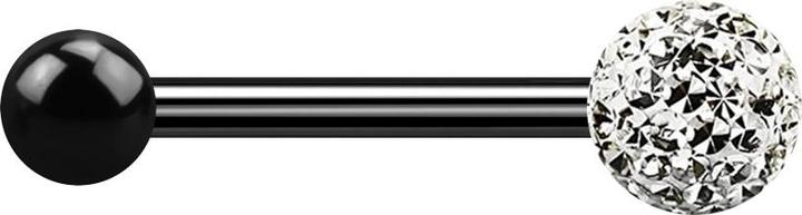Produktbild Star Piercing Barbell schwarz mit Kugel und Kristallkugel silber Epoxy Schutzschicht (Titan G23, ohne Messing)
