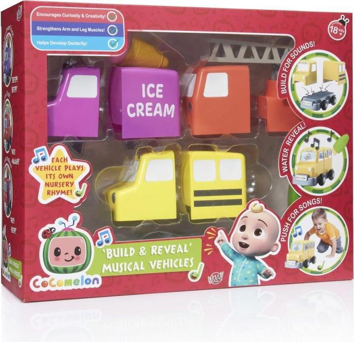 Produktbild Cocomelon WOW! STUFF Bauen Sie Musikfahrzeuge JJ Schulbus Feuerwehrauto und Eiswagen Geräusche