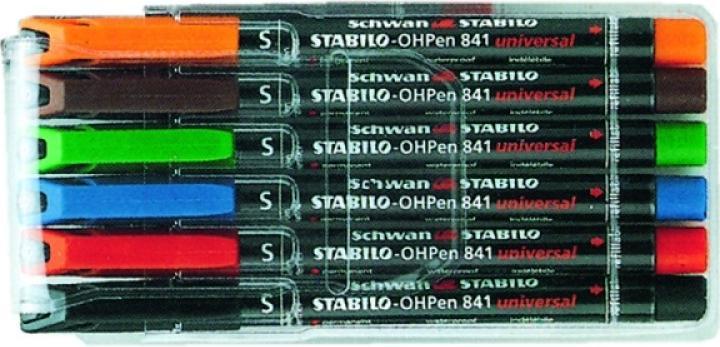Produktbild STABILO OHPen universal Folienstift permanent (Grün, Rot, Blau, Schwarz, Orange, Braun, 1 mm, 6 x)