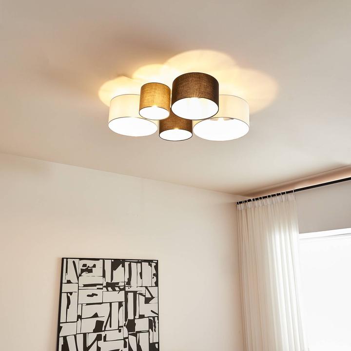 Actual product image Lindby Lettie Ceiling Lamp in Textile, 5 Flames (E27)