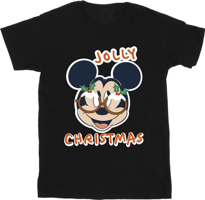 Actual product image Disney Mens Mickey Mouse Jolly Christmas Glasses T-Shirt (L)