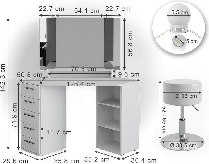 Actual product image Vicco Sofia (128 x 51 x 142 cm)