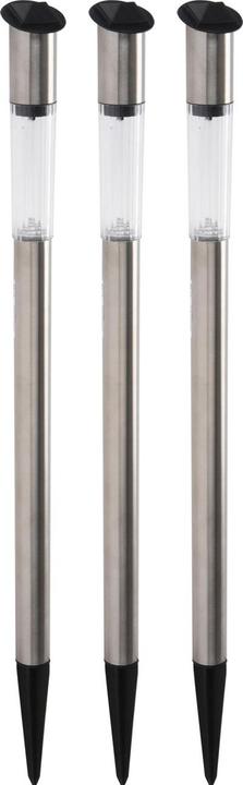 Immagine prodotto ProGarden 3er-Set Elegante Solar Gartenlampe aus Edelstahl, mit Erdspiess, 70 x 3 cm