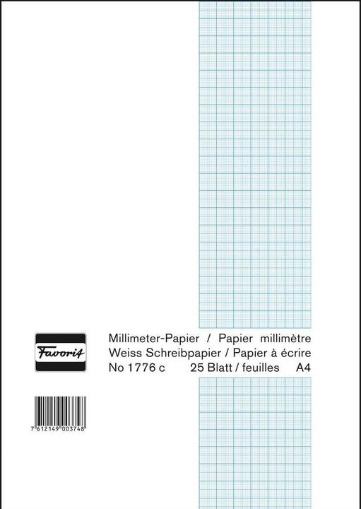 Produktbild Favorit Millimeterpapier Block weiss (21 x 29.7 cm, Kariert, Weicher Einband)