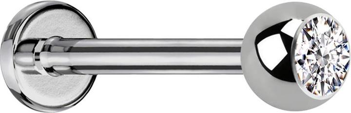 Image du produit Star Piercing Micro Labret argenté avec boule et cristal argenté (Titane G23, sans laiton)