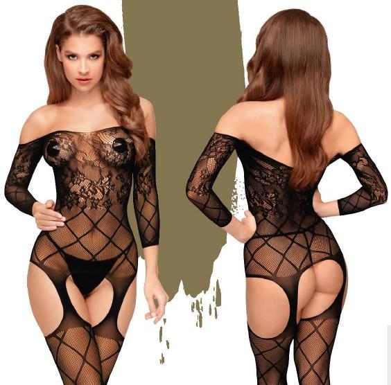 Produktbild Penthouse Lingerie Top-notch - Long-sleeved lace bodystocking with criss cross det (M, L)