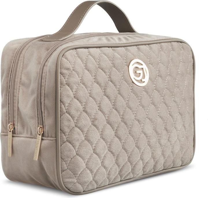Cimi Gillian Jones - Borsa bosmetica a 2 scomparti in velluto beige